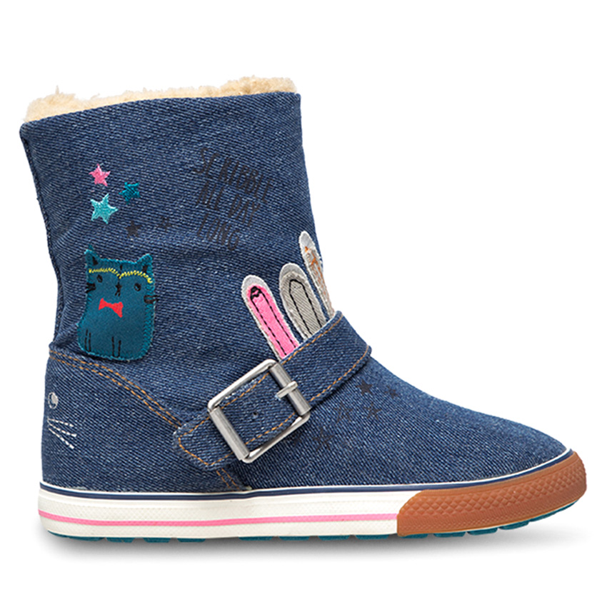 Giày Boots Bé Gái In Hình Mèo D&amp;A BG1508 - Xanh Jean